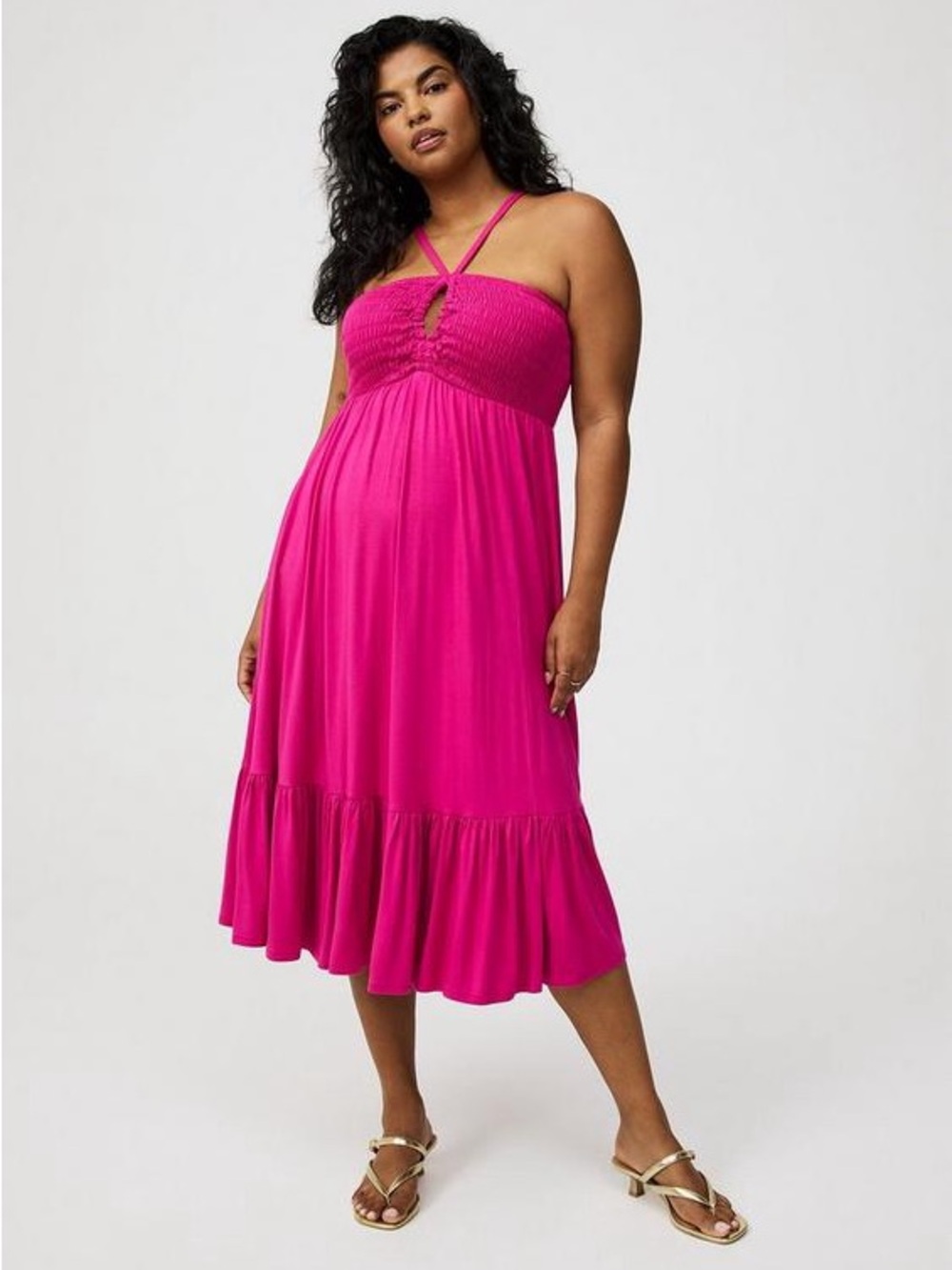 torrid Fuschia Halter Midi Dress
